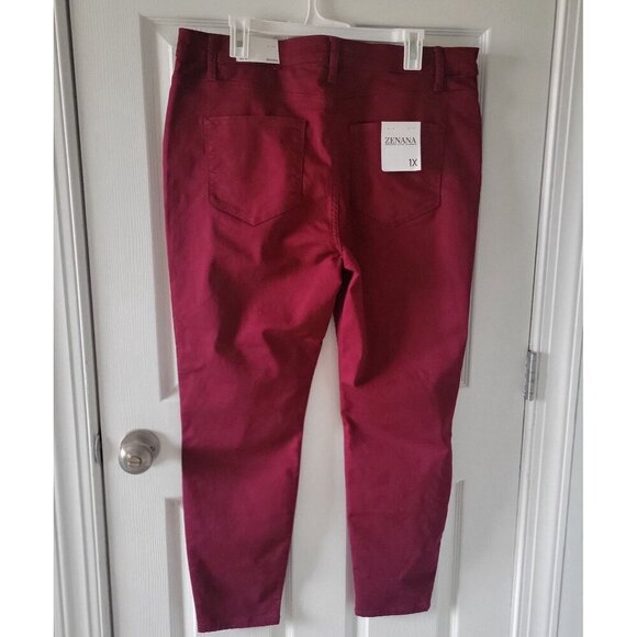 Zenana Womens Burgundy Skinny Jeans 1X - Sustainable & Ethical - Picture 4 of 9